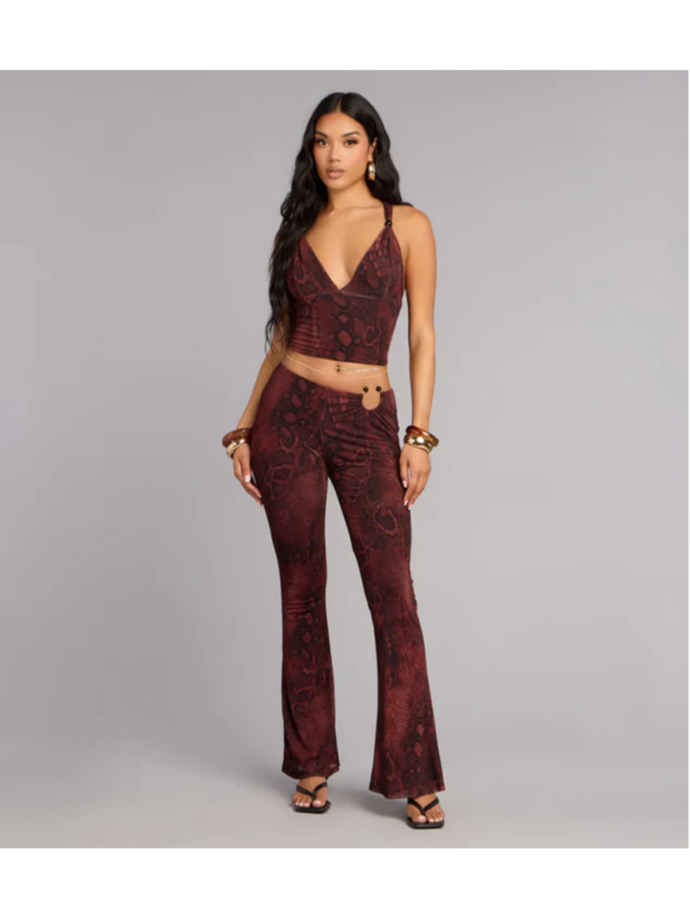 Windsor Sleek Moves Snake Print Flare Pants small